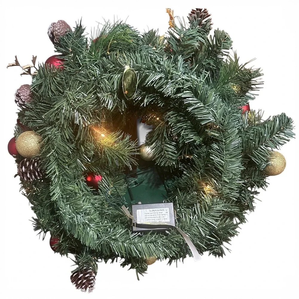 Bradford Exchange Merry Mischief Makers Cat Kitten Light-Up Christmas Wreath EUC